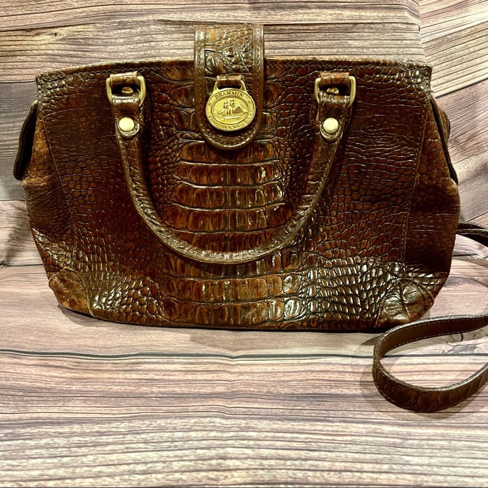 Vintage crossbody Croc print Brahmin bag